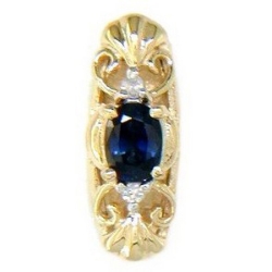 B2175 14K SPACER WITH SAPPHIRE AND 2 DIAMONDS 